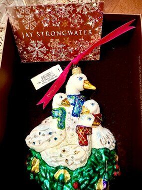 Jay Strongwater 12 Days of Christmas Six Geese Hanging Ornament SDH2322-250